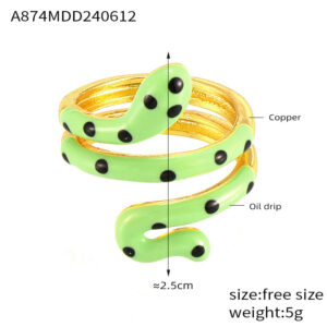 A874-Gold Green Drop Ring / No. 7