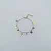 Wholesale Heart-shaped Bracelet 18K Gold Color Natural Stone Women's Bracelet Bohemian Floral Print Titanium Steel