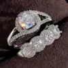 Wholesale Lady Geometric Copper Inlay Zircon Rings