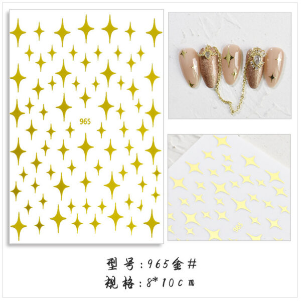 Wholesale Internet Red Same Style Star Meteor Nail Art Sticker 3D Back Adhesive Laser Gold Silver Black and White Nail Sticker DIY Decal