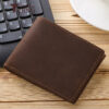 Wholesale Trendy cow retro cowhide wallet men's short rfid anti-theft brush genuine leather 2-fold wallet simple gift wallet