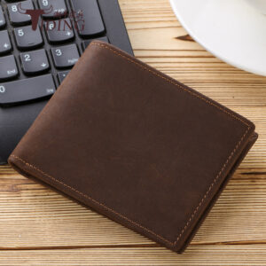 Wholesale Trendy cow cross-border retro cowhide wallet men's short rfid anti-theft brush genuine leather 2-fold wallet simple gift wallet