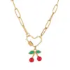 Wholesale Ion Plating (IP) 18K Gold Plated Cherry 304 Stainless Steel Classic Style Waterproof Non Tarnish 304 Stainless Steel Pendant Necklace
