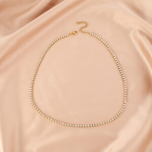 3mm Diamond Necklace Gold