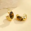 Wholesale PVD Coated Real Gold Plated Oval 304 Stainless Steel IG Style Vintage Style Simple Style Waterproof Non Tarnish Ear Studs