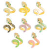 Wholesale All-match Color Oil Dripping Ins Wind Finger Ring Copper Gold Plated Diamond Three-dimensional Snake-shaped Winding Open Ring