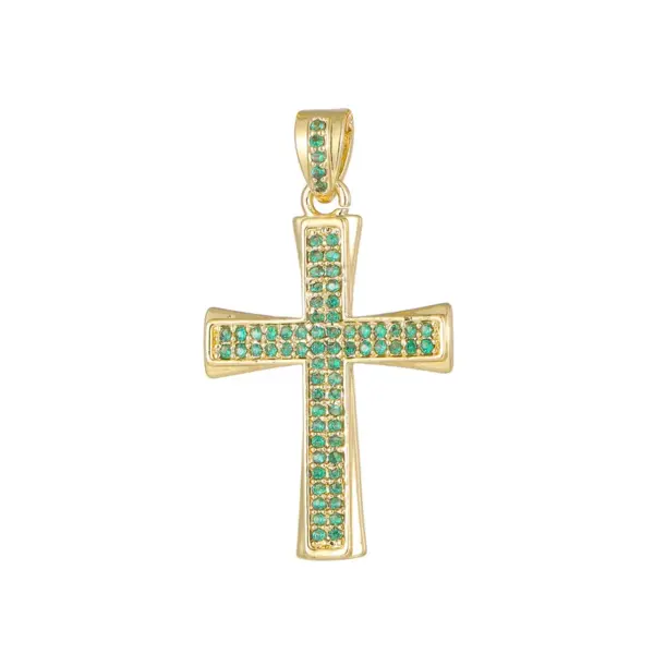 Wholesale Women’s Waterproof Non Tarnish Copper Cross Necklace With KC Golden Plated Electroplated Finish And Zircon Inlay