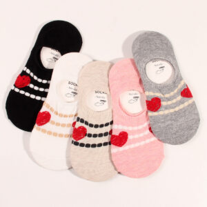 Wholesale Love Valentine's Day Women's Invisible Socks Shallow Mouth Silicone Slip-Stop Women's Boat Socks Soft and Comfortable Women's Socks