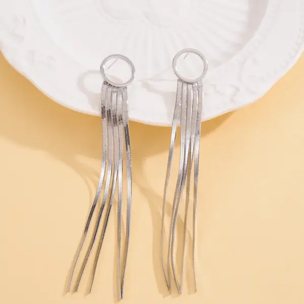 Wholesale Geometric Tassel Drop Earrings For Women In White K Plated Copper With UV Plating And 0.03µm Thickness