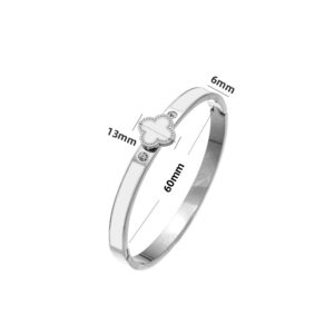 18k four-leaf clover bracelet-steel white