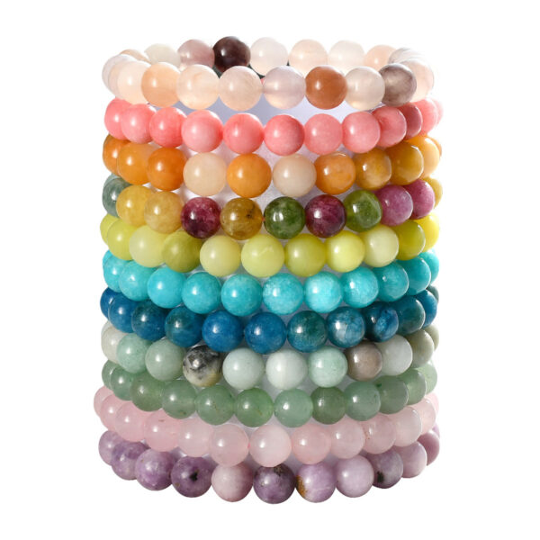 oly-edf5ba1a60491eb0f2009a993dd70255 Wholesale Bracelet 8mm Round Bead Natural Stone Beaded Bracelet Girls Color Tourmaline Crystal Bracelet Batch Stall