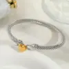 Wholesale 18K Real Gold Plated 304 Stainless Steel PVD Coated Heart Shape Two Tone Plating Bangle