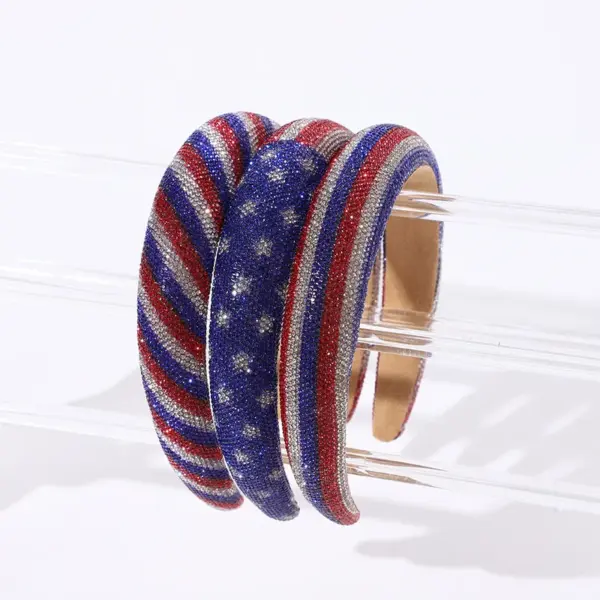 oly-ee00fe27d642f2f3dfee34c00149d9bd Wholesale Shiny Red White Blue Diamond Hairband American Festival Full Diamond Independence Day Headwear Hair Accessories