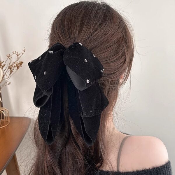 oly-ee0e62c317d72a0419b3caf001f8bbe2 Wholesale French High-grade Velvet Bow Grab Clip Style Head Refined Hairpin Shiny Rhinestone Elegant Headwear