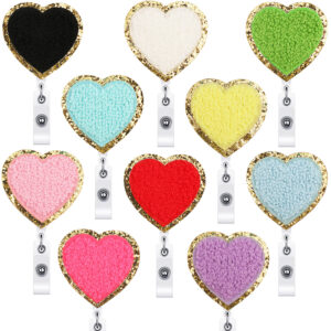 Wholesale Xiaotian towel embroidery love easy pull-up button embroidery cloth stickers crocodile clip chenille patch computer embroidery standard spot