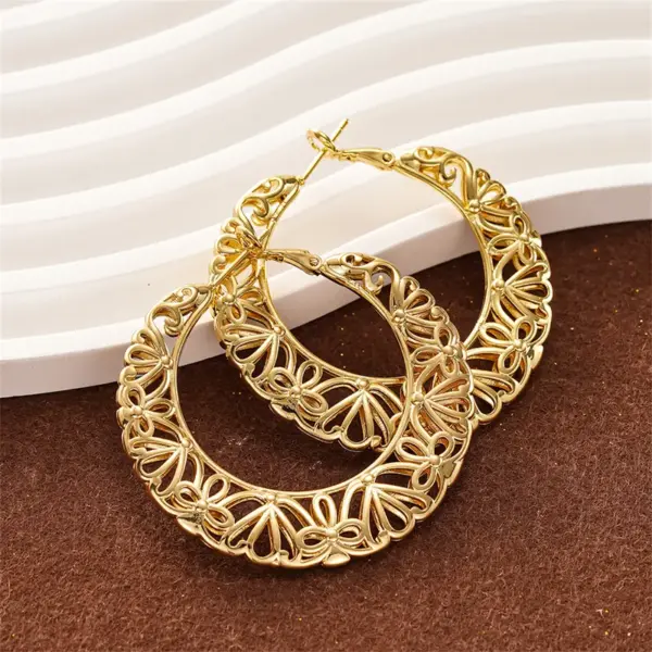 Wholesale Three-dimensional Geometric Earrings For Women In Copper With KC Golden Water Plating And 0.03µm Thick Coating