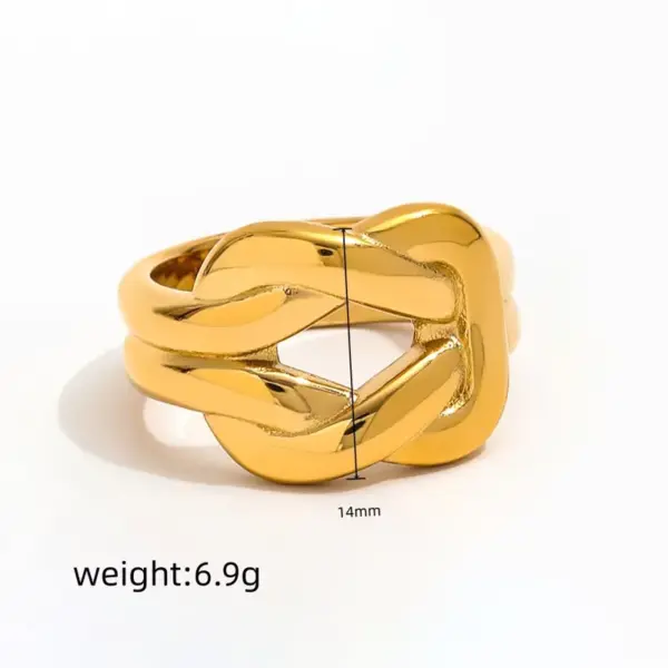 Wholesale Vintage Irregular Cross Knot 18K Gold Plated 304 Stainless Steel Vacuum Electroplated Waterproof Non-Fading Ring For Women