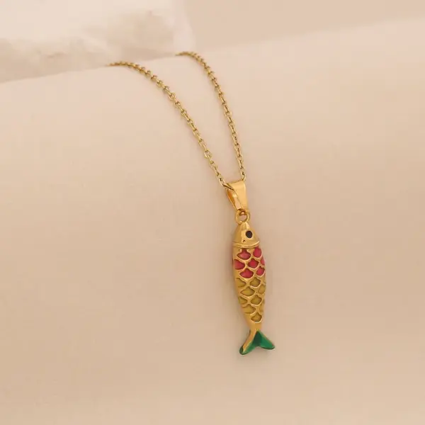 Wholesale Elegant Romantic Fish Pendant Necklace Stainless Steel 304 Vibrant 3D Moving Fish Personalized Jewelry For Women Lobster Clasp