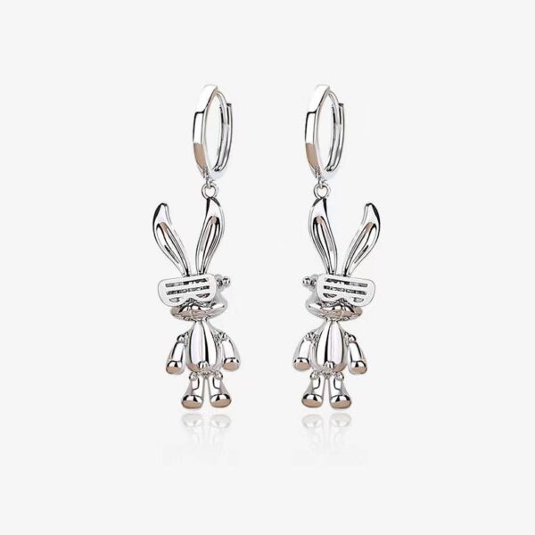 Wholesale Hip-Hop Mechanical Rabbit Earrings for Women, Trendy Internet Celebrity Style, Niche Personality, Simple and Minimalist Earrings