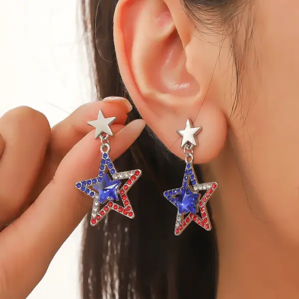 Wholesale New American Independence Day Earrings July 4 Heart-shaped Flag Earrings National Day Independence Day Earrings