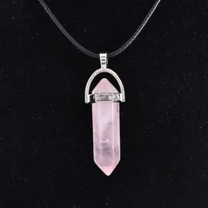 Pink Crystal Natural Stone (Get Leather Rope)