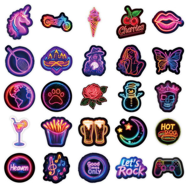 Wholesale 50 selling colorful neon graffiti stickers selling neon cherry waterproof decorative stickers