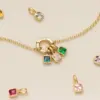 Wholesale 1 Piece 201 Stainless Steel 304 Stainless Steel Glass Geometric Square Pendant Necklace