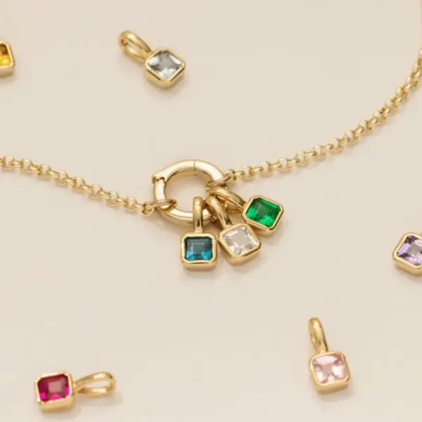 Wholesale 1 Piece 201 Stainless Steel 304 Stainless Steel Glass Geometric Square Pendant Necklace