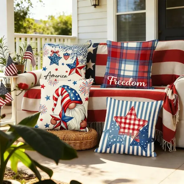 Wholesale Plush Star Pattern Pillow Case For Independence Day Celebration, Soft And Decorative Home Textile