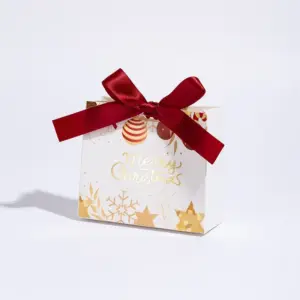 Printing 100-2 Champagne (Merry Christmas) + Burgundy Ribbon / Small Size