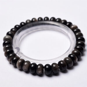 Silver obsidian abacus bracelet (packing price of 10 pieces)