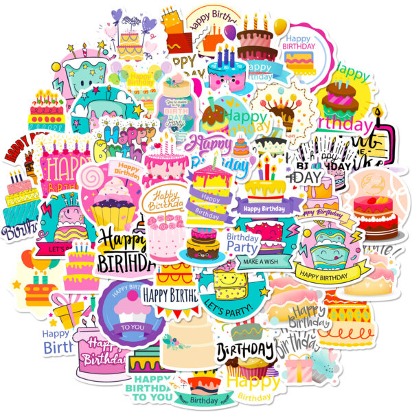 oly-ee567ab5fd2579e5f8e397f3daf9f797 Wholesale 50 birthday cake stickers birthday wishes graffiti stickers DIY happy birthday stickers