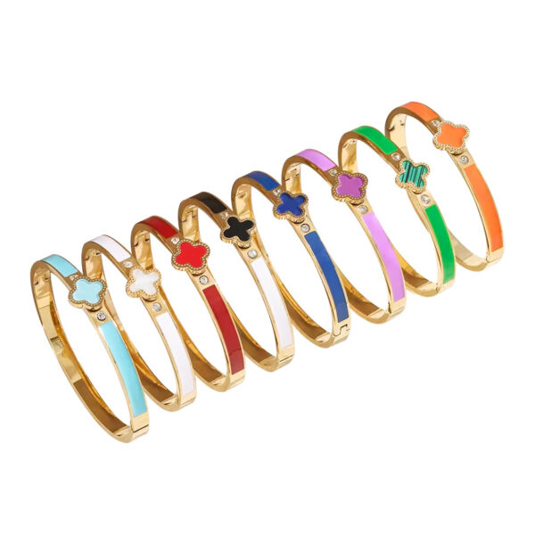 Wholesale Stainless steel colorfast jewelry, titanium steel four-leaf clover bracelet