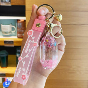 Hexagon bottle dried flower quicksand-pink