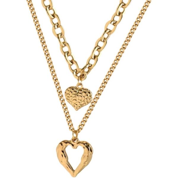 oly-ee8bb3903a10248f7ab7c445faba15ef Wholesale retro fashion high-end simple multi-layer titanium steel metal chain texture hollow heart pendant necklace