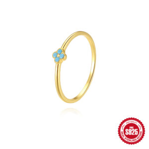 Gold ring (size 7) - turquoise / 925 Silver