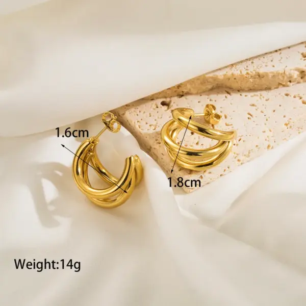 Wholesale 1 Pair Simple Style Classic Style C Shape Plating Stainless Steel 14k Gold Plated Ear Studs