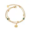 Wholesale Two-layer Simple Gold-plated 18K Sun Pendant Bracelet For Women, Simple Design Adjustable Clasp Wrist Accessory