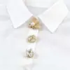 Wholesale Anniversary Flowers Cufflinks For Unisex, 14K Real Gold Plated Alloy With Electroplated Finish And Artificial Gemstones