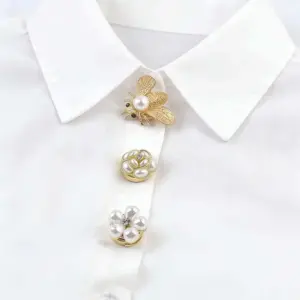 Wholesale Anniversary Flowers Cufflinks For Unisex, 14K Real Gold Plated Alloy With Electroplated Finish And Artificial Gemstones