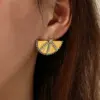 Wholesale Sector Independence Day Women's 304 Stainless Steel Stud Earrings With 18K Gold Plating And Zircon Inlay