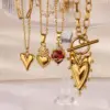 Wholesale 304 Stainless Steel Heart Shape PVD Coated 18K Real Gold Plated Retro Classic Style Waterproof Non Tarnish Plating Cable Chain Lobster Trigger Clasp Closure Pendant Necklace