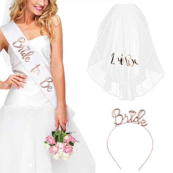 Wholesale Bachelorette Prom Carnival Party Headband Crown Shoulder Strap Sticker Rose Gold Bronzing Veil Diamond Headband suit