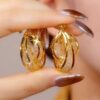 Wholesale Light Luxury Elegant Simple Fashion Personalized Golden Ring Zircon Ear Buckle High-end Sense Exquisite Celebrity Style Earrings Earrings