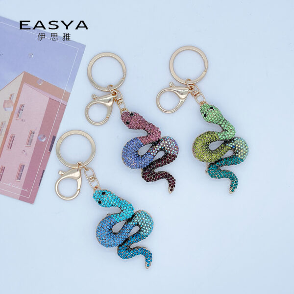 oly-eef9bd664d8cf5580d3fa78f2790d6ea Wholesale Zodiac Diamond-embedded gradient snake keychain car bag pendant creative gifts for the year of birth