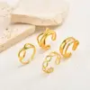 Wholesale Women's 201 Stainless Steel Wave Ring Infinity Double Layer Stacking Jewelry Ring Geometric 18K Gold Plated Vacuum Electroplating