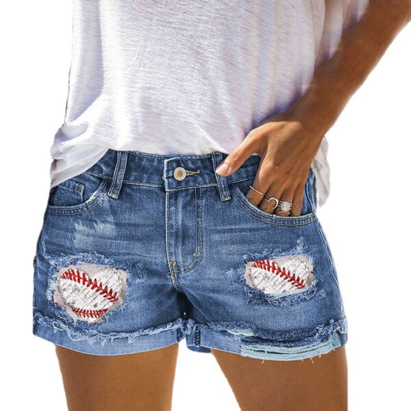 Wholesale Spot women’s clothing Street hipster baseball denim shorts Women’s