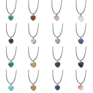 Wholesale Simple Style Heart Shape Natural Stone Polishing Pendant Necklace 1 Piece