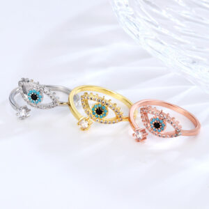 Wholesale Amazon European and American Cross-border Devil's Eye Ring Women's Fashion Light Luxury High-end Niche Design Blue Eye Ring