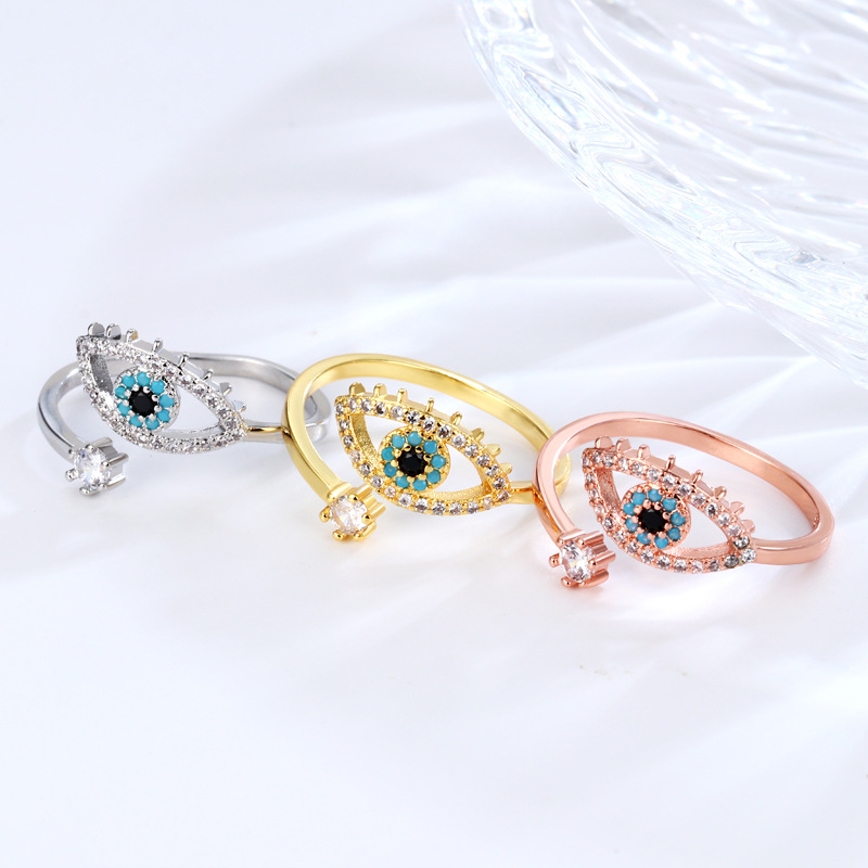 Wholesale Amazon European and American Cross-border Devil's Eye Ring Women's Fashion Light Luxury High-end Niche Design Blue Eye Ring